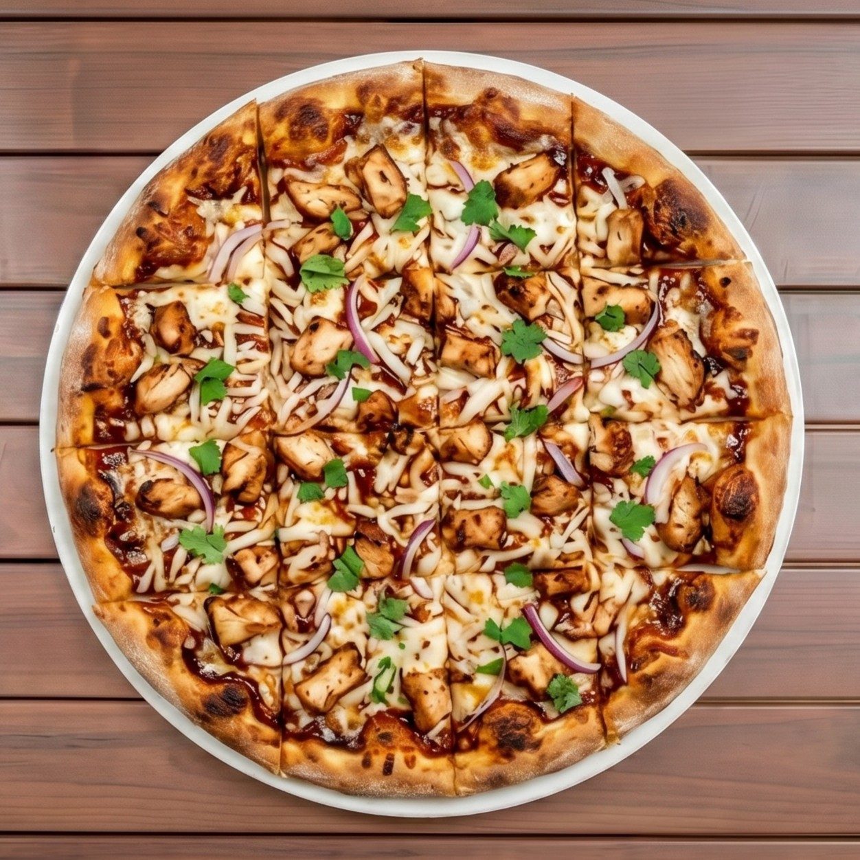 Small BBQ chicken pizza.
