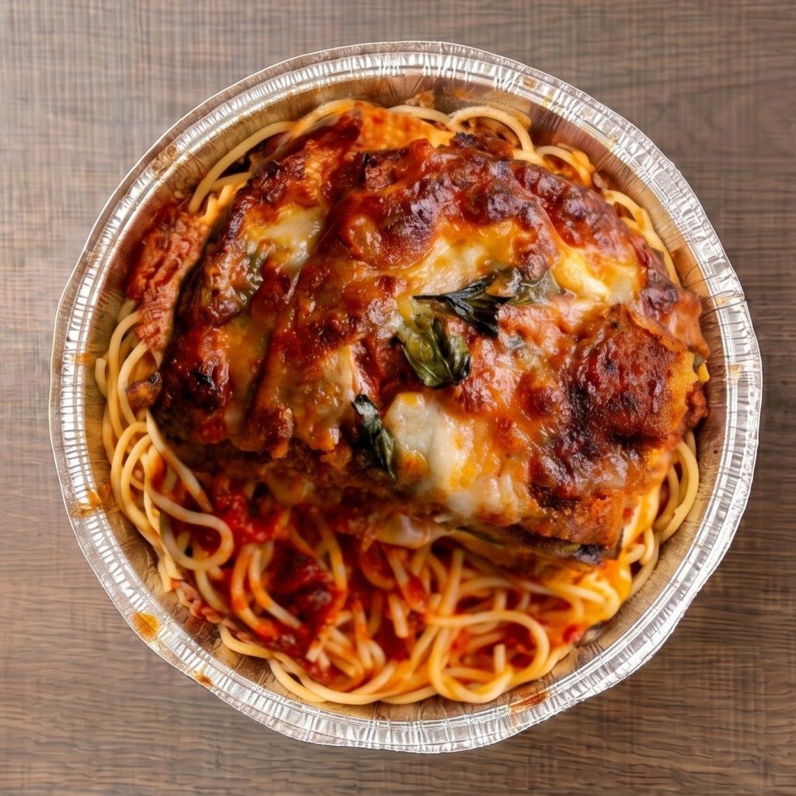 With Eggplant Parmesan.