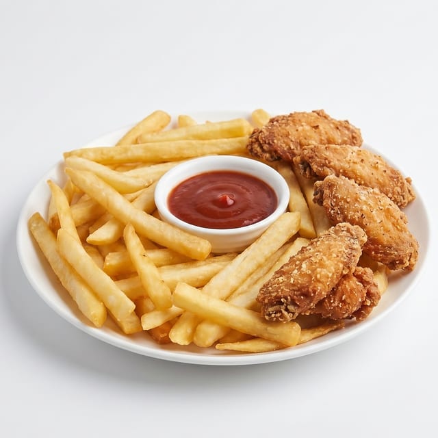 Wing Ding with French Fries.