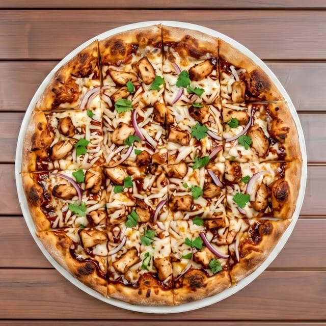 Large BBQ Chicken Pizza.